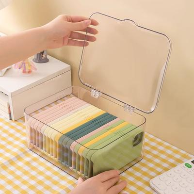 Scatola portaoggetti per custodie di telefoni cellulari con coperchio, antipolvere, per cassetto da scrivania, scatola portaoggetti in plastica trasparente
