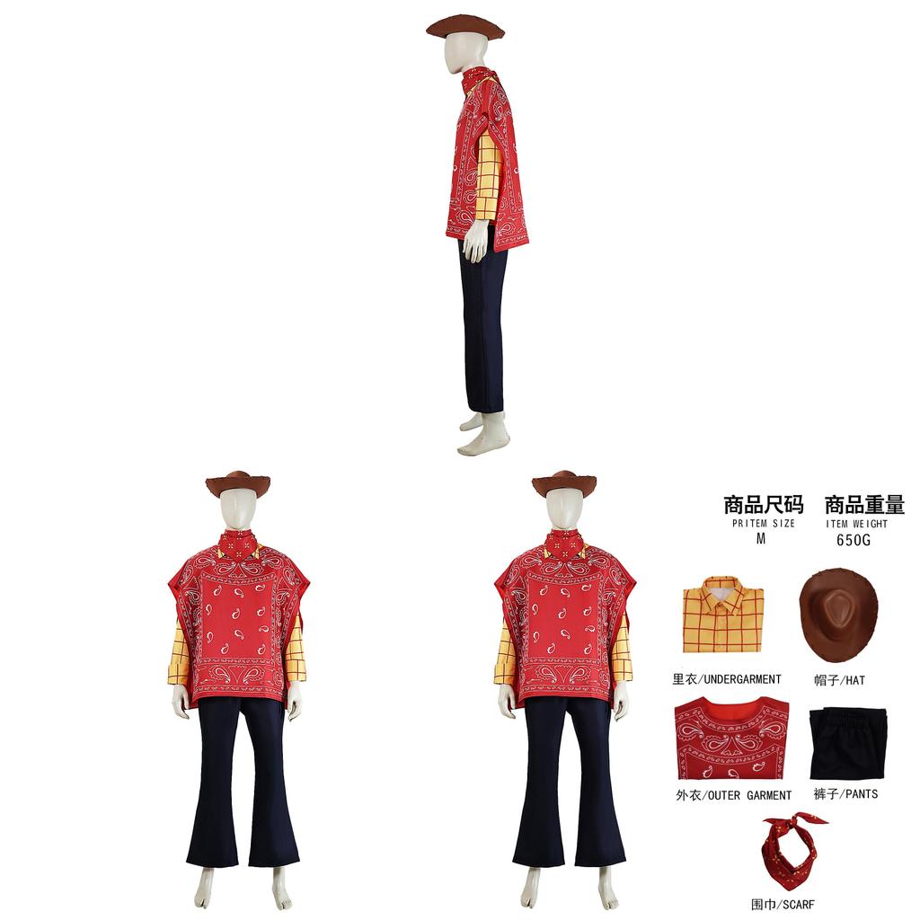 Disfraz Cosplay de Woody de Toy Story con Capa para Actuación en Escenario de Anime