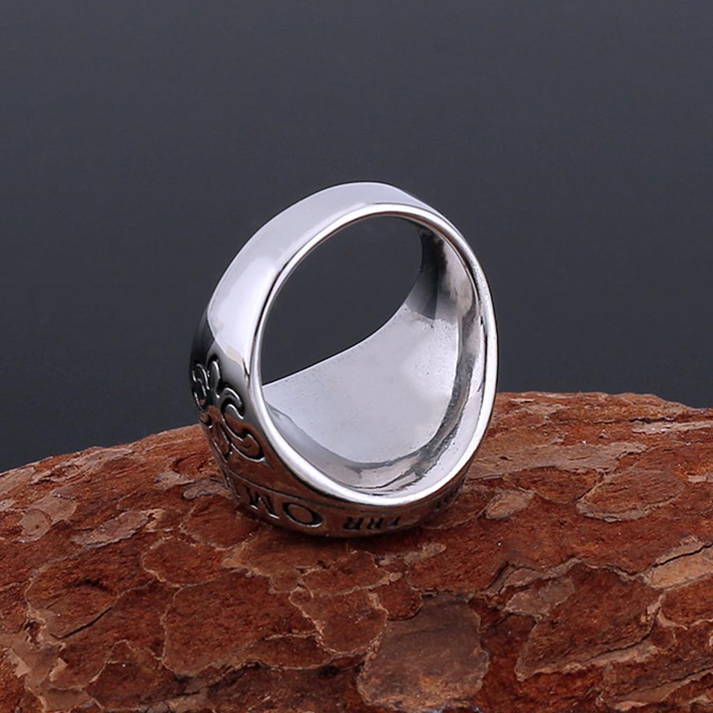 Stainless Steel Vikings Compass Iris Flower Ring Men Women Fashion Handmade Quality Finger Jewelry Gift for Boyfriend
