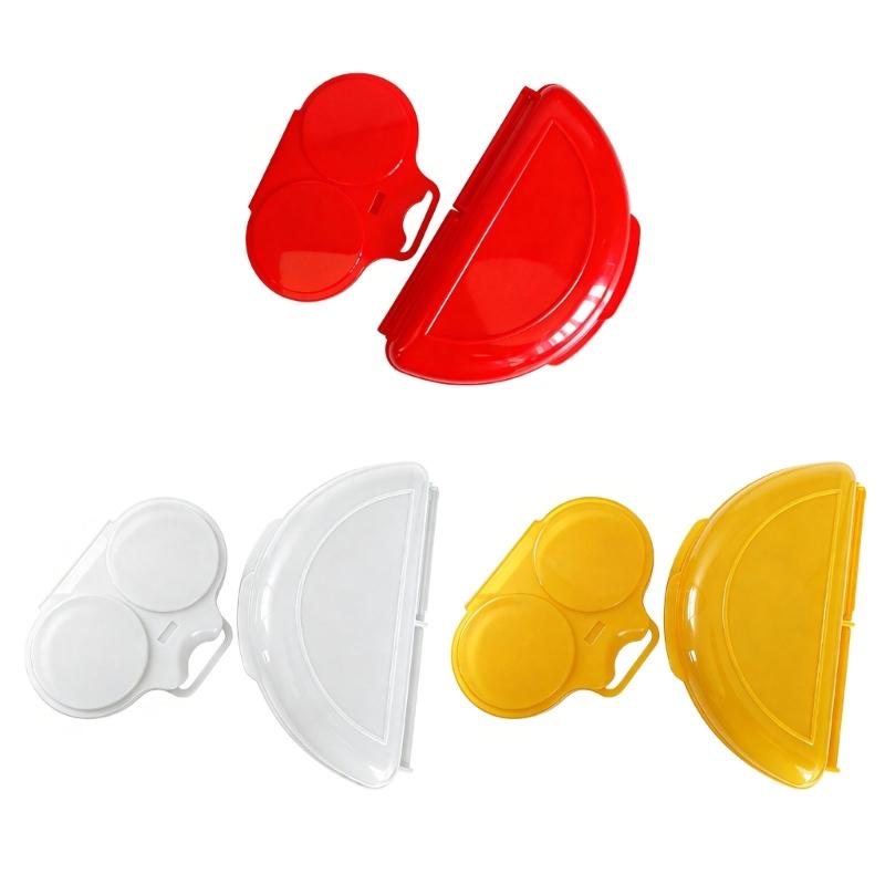 Microwave Eggs Cooker Set with Two-Well Poaching Tray, Lidded Eggs Maker, and Polypropylene Molded Construction for Eggs Dishes