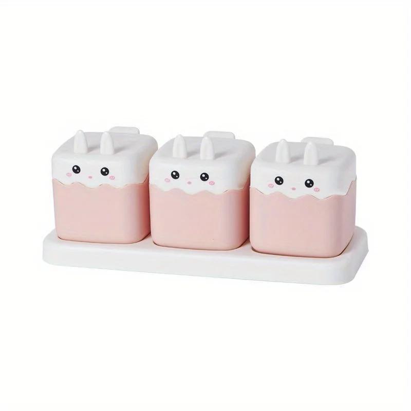 New Cartoon Seasoning Box Kitchen Household Seasonings Combination Set Seasoning Jar Seasonings Bottle Seasoning Jar Salt Jar