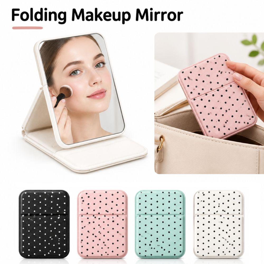 Mini Cosmetic Mirror Polka dot pattern Pocket Mirror Portable PortbaleVanity Mirror Desktop Use