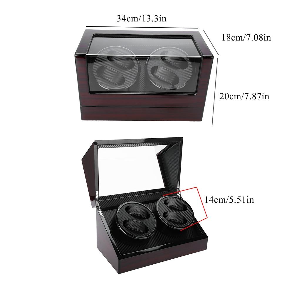 Mechanical Watch Winder for 4 Automatic Watches Holder Storage Display Case (Red Black,  )