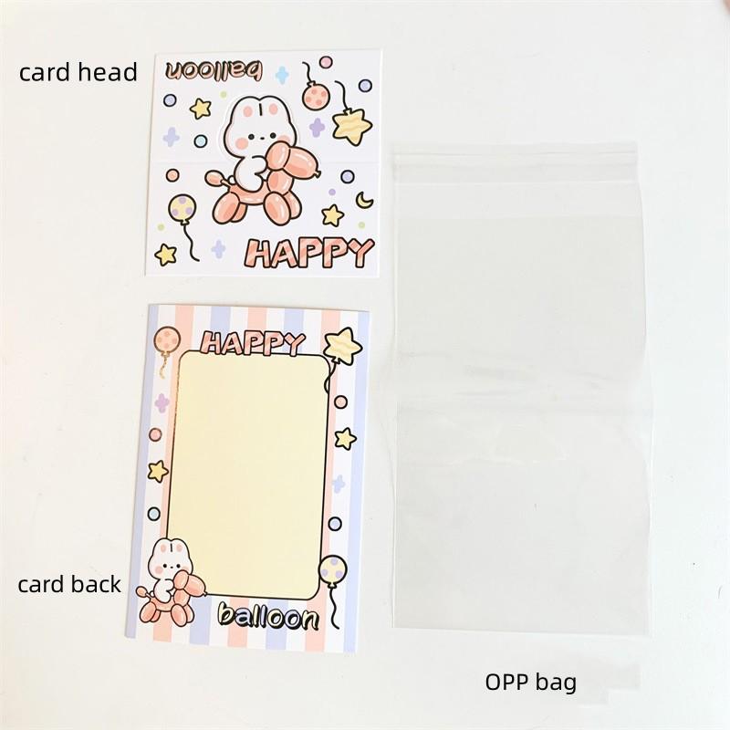 5 Set Korean Cute Animal Party Card Head Card Back Opp Bag  Star 3 Inch Photo Card DIY Packing Material Kawaii Gift Packaging