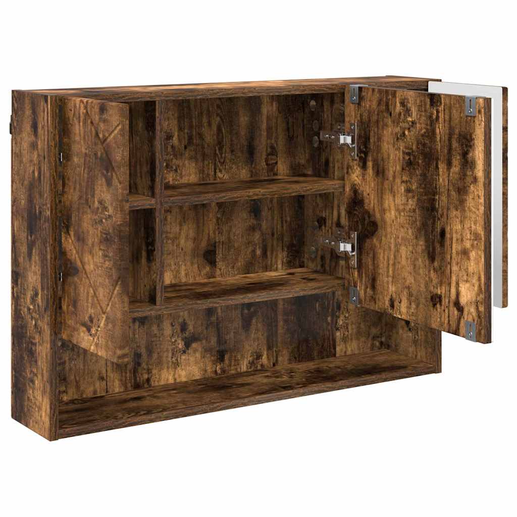 Bathroom Furniture Set 3 Pieces Smoked Oak Plywood and Metal