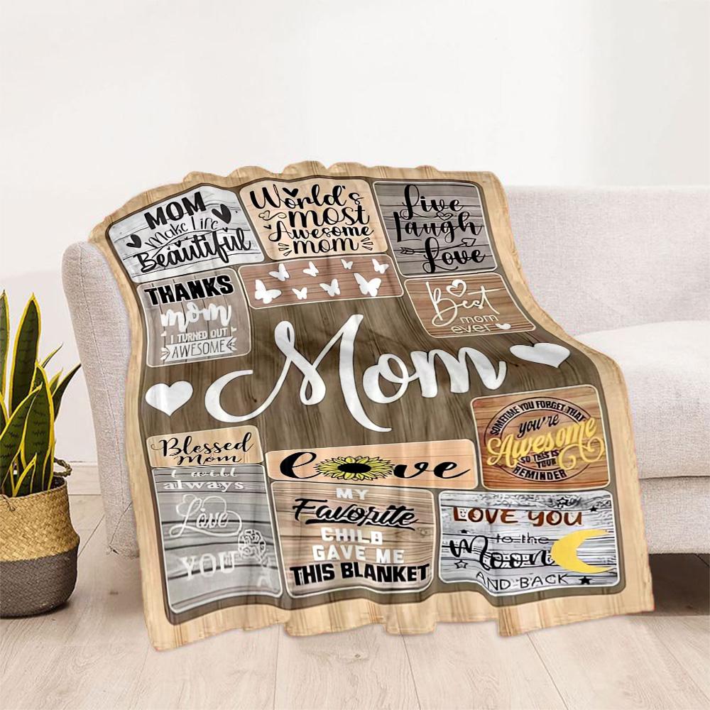 1pc Mom's Love Blanket Soft Cozy Lightweight for Travel Camping Picnics Sofa Office Bed Living Room Perfect Gift for Friends and Family
