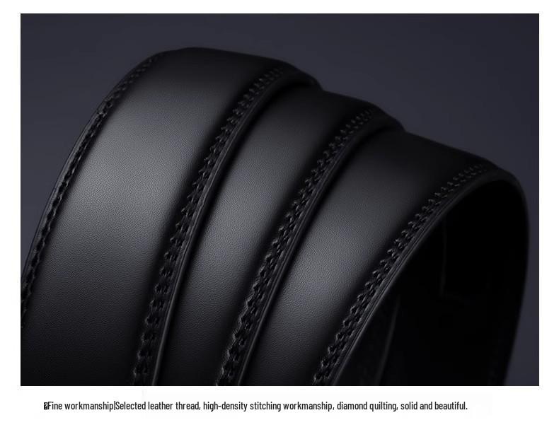 Men's High-End Cowhide Leather Belt with Automatic Buckle - Fashionable Gift for Young Professionals