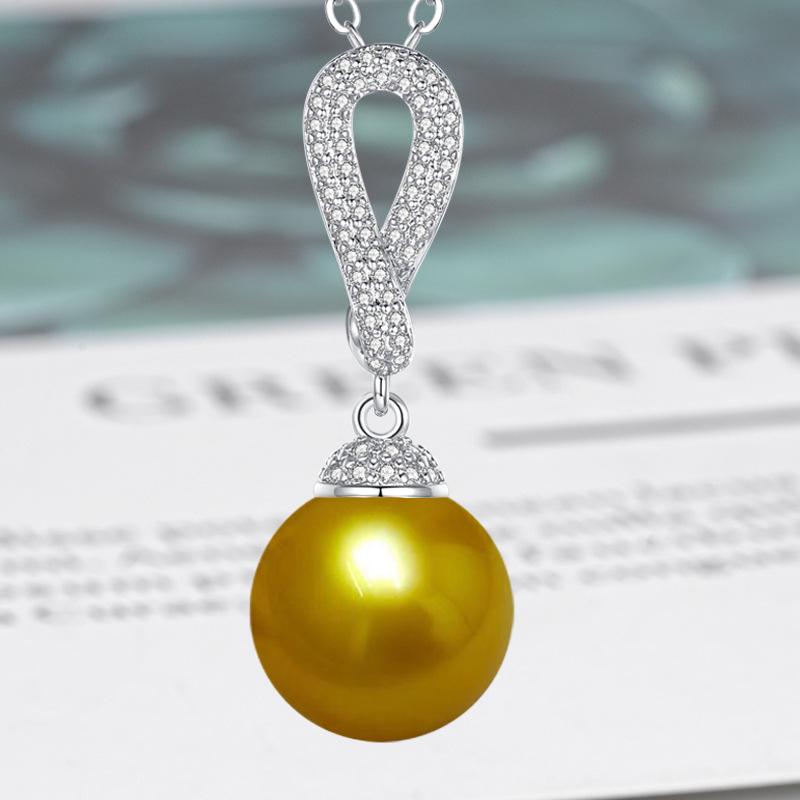 Zircon-Set Imitation White Pearl & Multicolor Shell Pendant Necklace - Women's Fashion Clavicle Chain