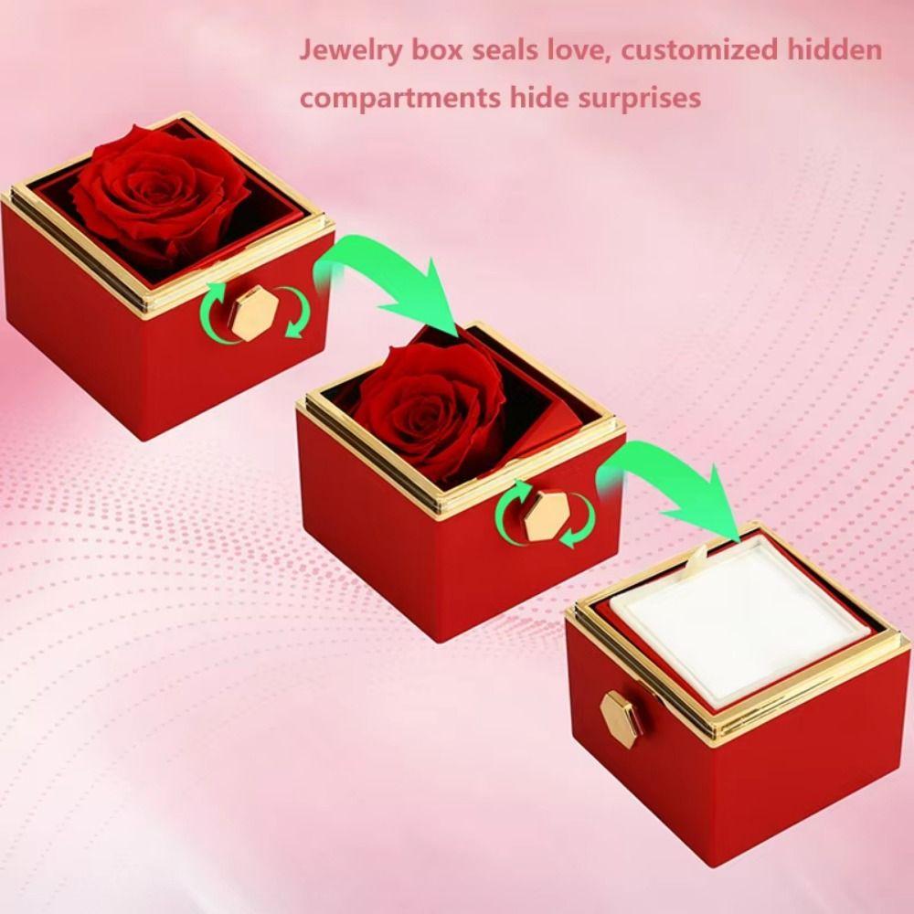 Rotation Proposal Ring Boxes Eternal Rose Jewelry Display Rack  Valentine's Day