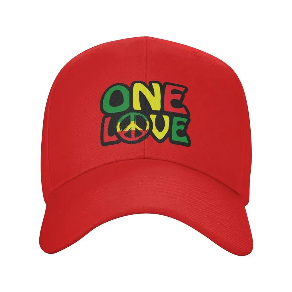 Custom Fashion Unisex ONE LOVE With Peace Symbol Baseball Cap Adult Jamaican Reggae Adjustable Dad Hat Unisex Sports Snapback Caps
