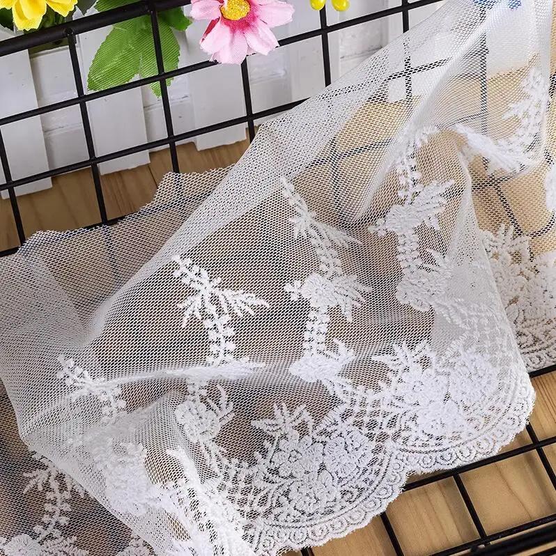 

3 метра/партия, 17 см в ширину, качественная новая мягкая бежево-белая хлопковая вышитая сетка, кружевная отделка для свадебного украшения, ленточное кружево бежевый