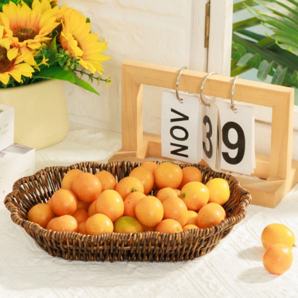 Retro Woven Imitation Rattan Fruit Plate  Wedding Candy Flower Storage