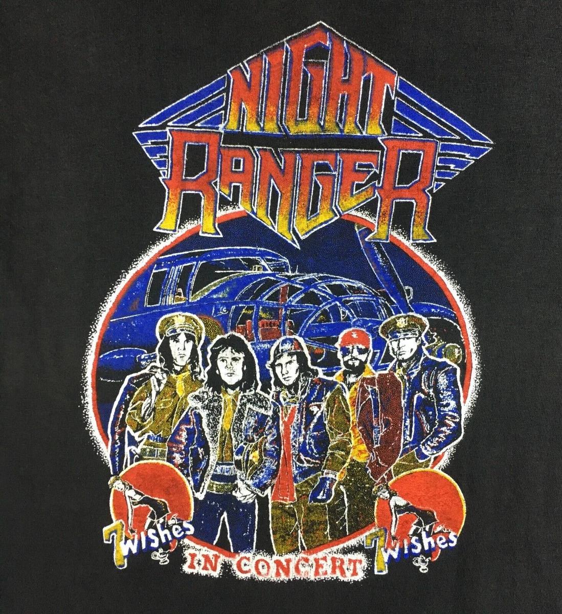 HOT Vintage 80s Night Ranger T Shirt Large 7 Wishes Tour 1986 Concert Tee L