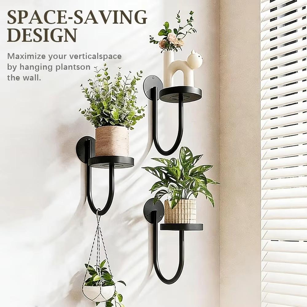 Sturdy Iron Wall Mounted Plant Holder Space Saving Planter Rack Storage Shelf  Office Decor