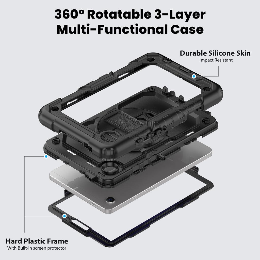 Heavy Duty Armor Rugged Tablet Case for Samsung Galaxy Tab A9 8.7inch 2023 SM-X110/X115/X117 with Pen Holder Hand Strap