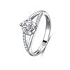 S925 Sterling Silver Women's Ring - White Gold Electroplated, Classic Rose Design, Light Luxury Finger Jewelry