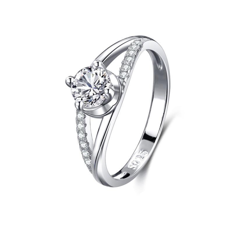 S925 Sterling Silver Women's Ring - White Gold Electroplated, Classic Rose Design, Light Luxury Finger Jewelry