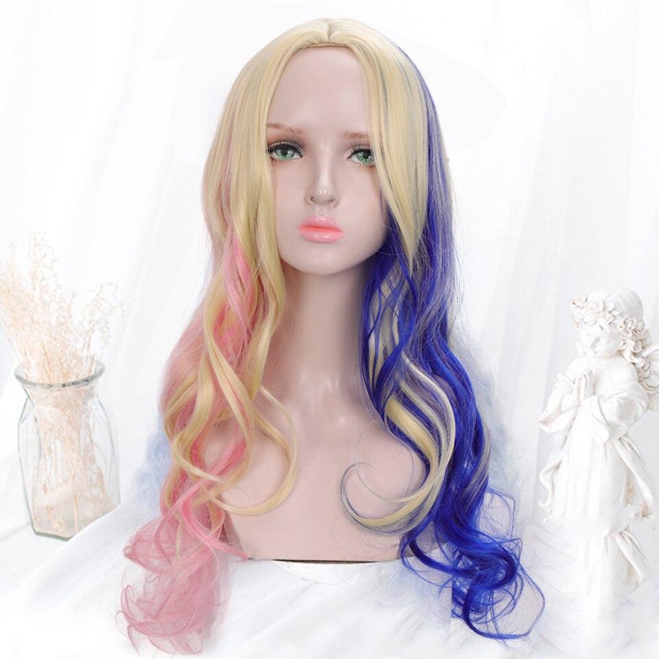 Halloween Long Curly Hair Lolita Wig Women's Synthetic Hair Heat-Resistant Fiber Red Blond Black Blue Pink Wig Cosplay LUPU