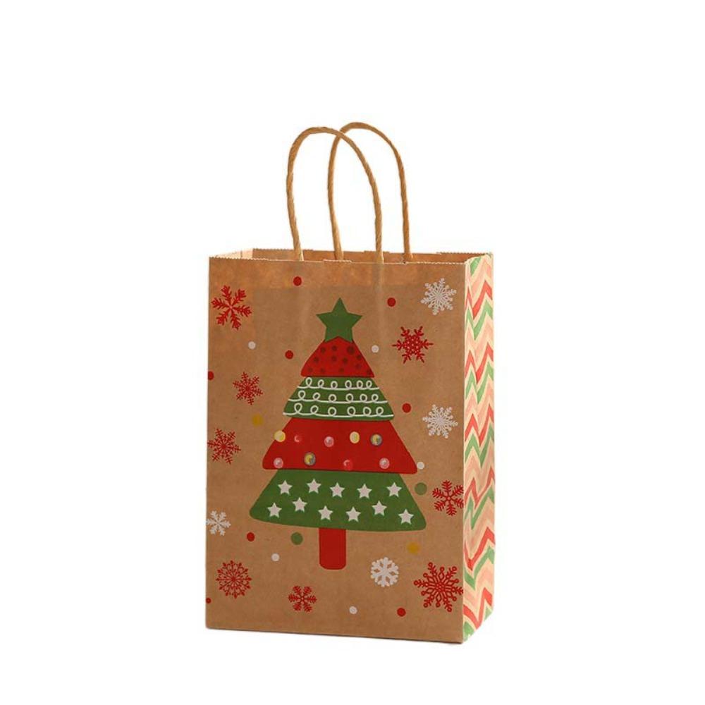 10Pcs Kraft Paper Gift Packaging Bags Reusable Tote Bag Practical Christmas Gift Bag  New Year