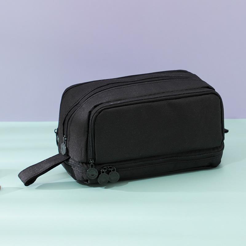 Large capacity double-layer double-open pencil bag ins wind niche primary and secondary school students pencil case multi-functional simple universal