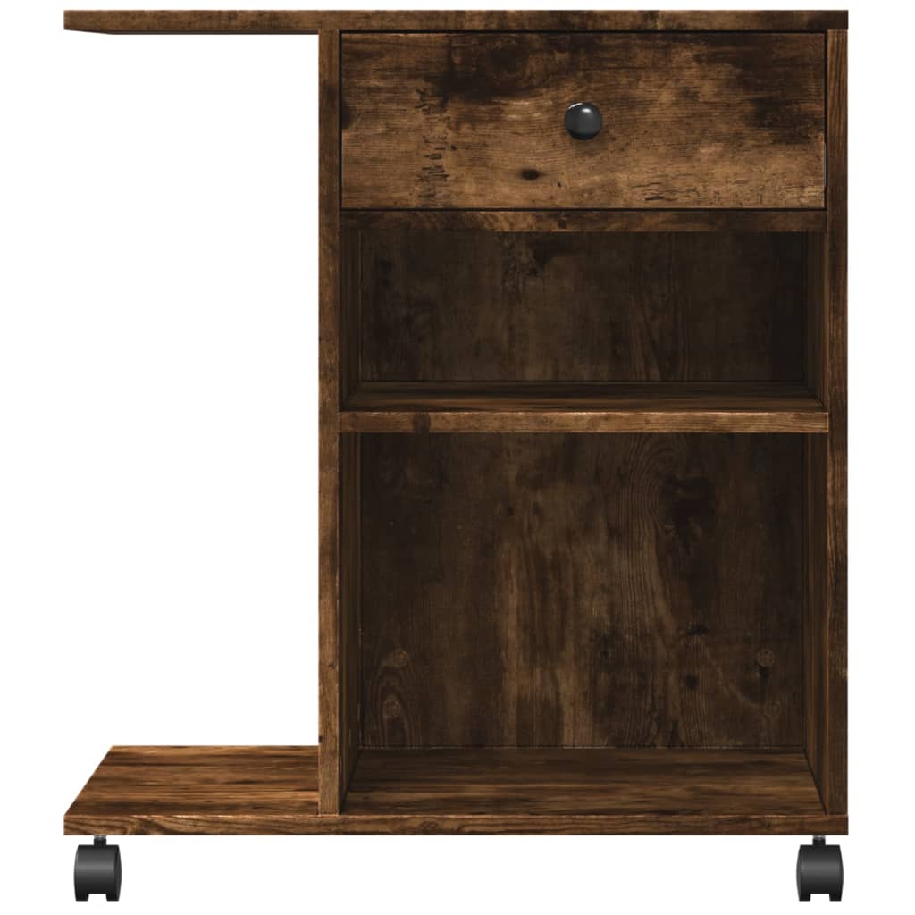 Printer Stand with Casters Smoked Oak 60 X 40 X 68.5 Cm