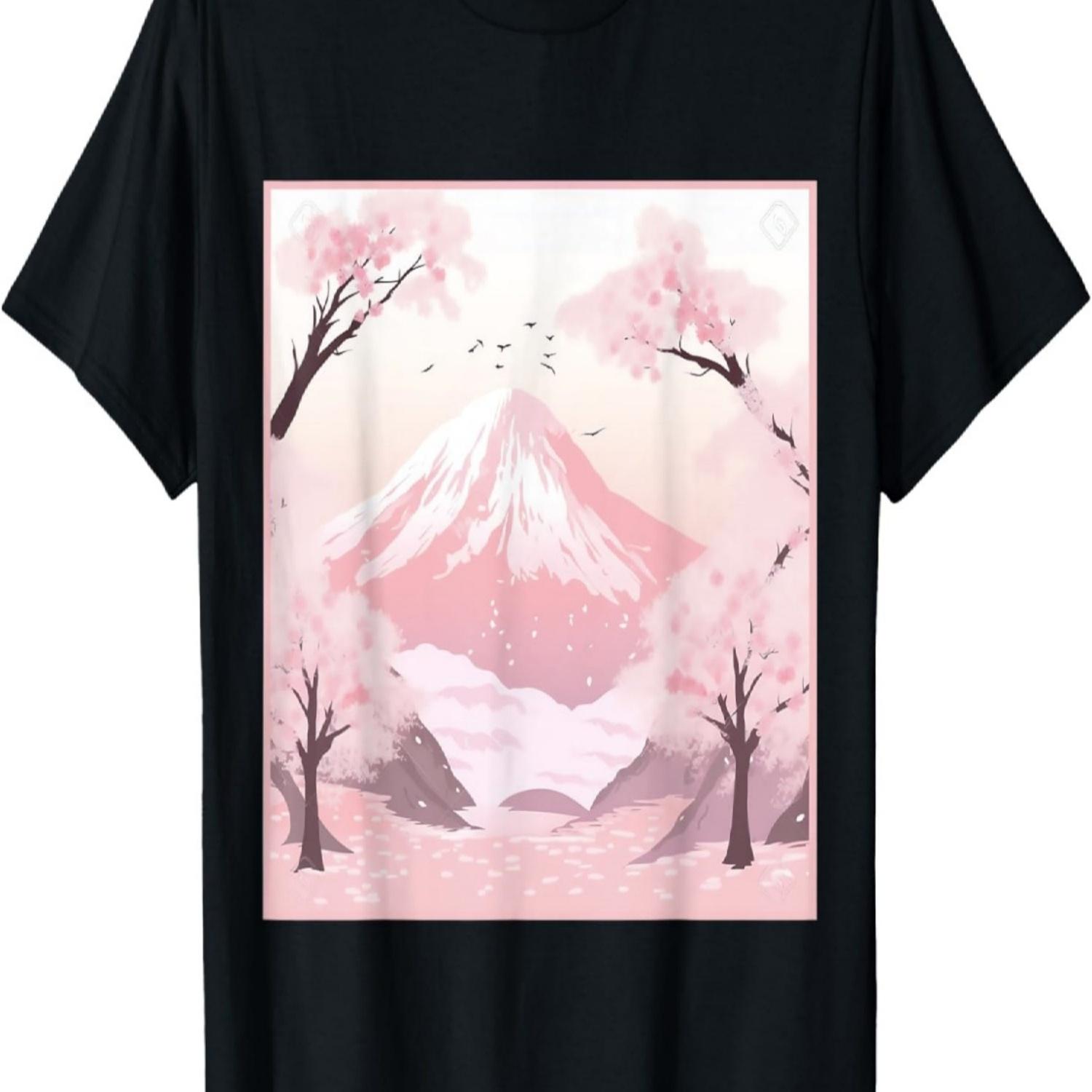 Pastel Dreams Unfold Tranquil Symphony with Cherry Blossoms T-Shirt(8) S