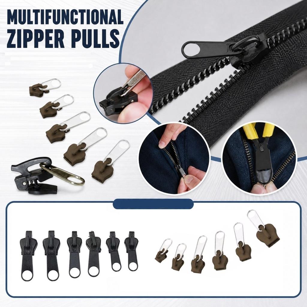 Multipurpose Zipper Replacement Kit - 6 Pack with 3 Sizes for Jackets, Bags and Clothing
