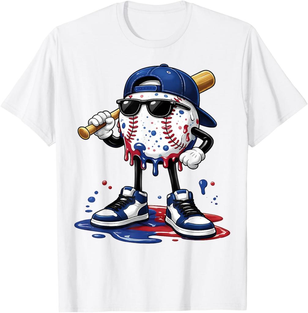 Baseball Drip Ice Cream Apparel Boys Teens Kids Men Unisex T-Shirt