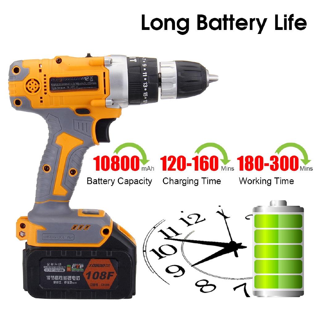 Electric Drill Wrench Screwdriver Cordless Drill 108V Double Speed Household Car Tools Rechargeable Lithium Battery New
