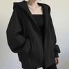 Women's Dark Blue Zipper Sweatshirt Jacket - New Korean Style for Spring & Autumn 2026