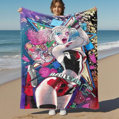 1pc Harley Quinn Bombshell Chaos Outdoor Blanket - Throw Blanket, Soft , Flannel Blankets, Living Room, Travel, Camping-1102196
