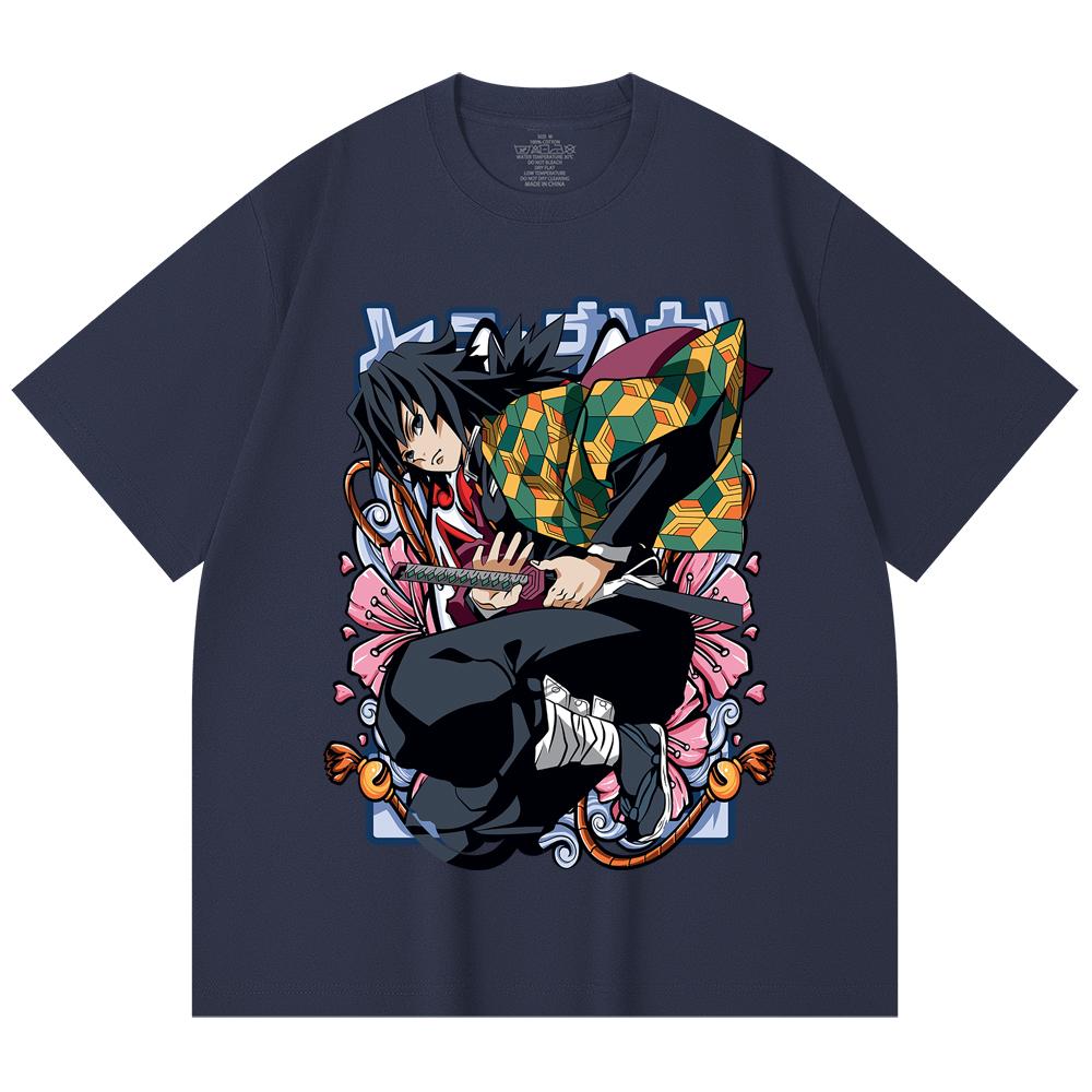 230 Gsm 100% Cotton Demon Slayer V74 Tomioka Print Unisex Heavy Cotton T Shirt