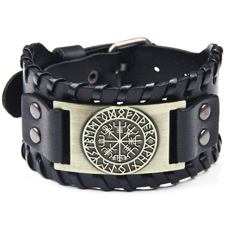Pirate Vintage Bracelet Compass Men's Wide Bracelet Leather Bracelet