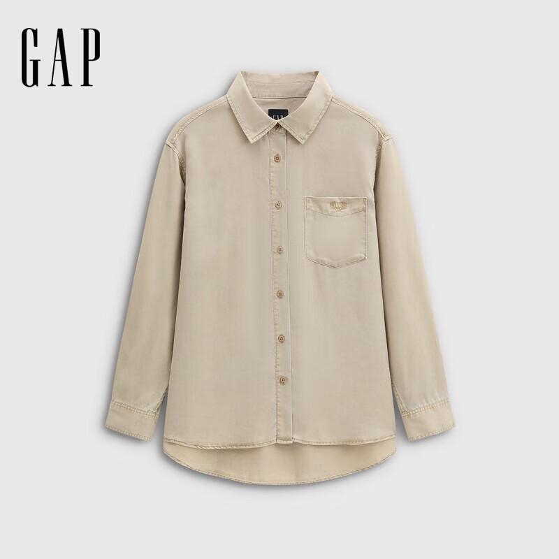 

GAP Women s Embroidered Lyocell Loose Fit Long Sleeve Shirt 175/96A
