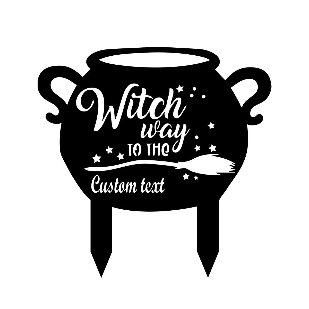 Witch Metal Yard Art Halloween Outdoor Garden Stake Decor Spooky Silhouette Porch Ornament