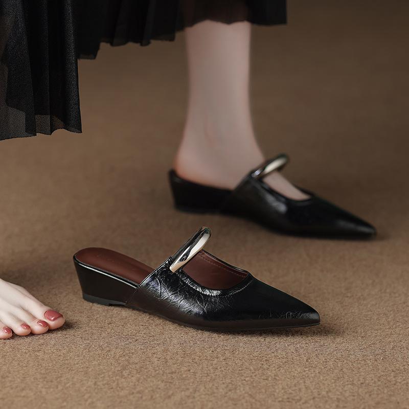 318-1 New Inner Height Increase Mary Jane Women's Shoes Half-mop Summer Shallow Mouth Sandals Versatile Bag Head Mop