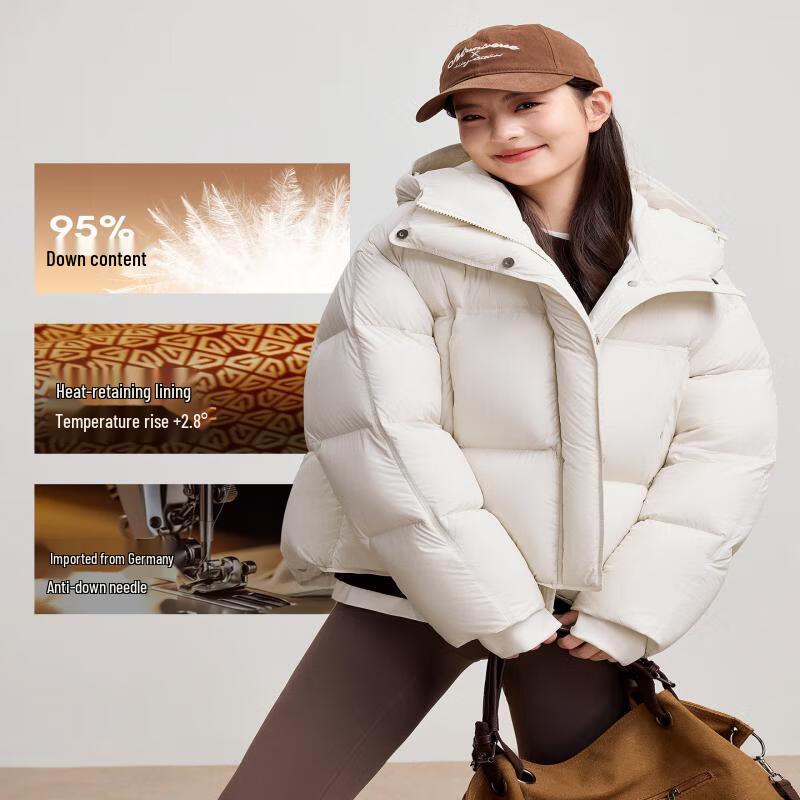 Yalu Damen Stilvolle Kapuzen-Kurz-Puffer-Daunenjacke