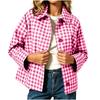 Women's Casual Long Sleeve Button-Up Plaid Jacket