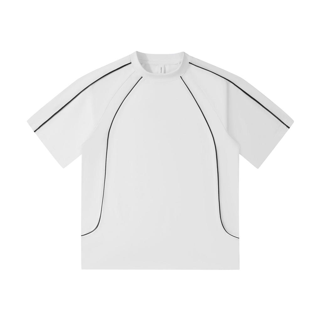 Summer Raglan Color Block Short Sleeve T-Shirt, Trendy American High Street Brand, 250g Pure Cotton, Loose Casual Fit
