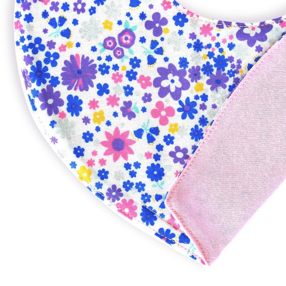 COLORFUL CANDY STYLE Triangular Baby Drool Made In Flower Pattern Airy Shower with a Pocket Tissue Pouch Bib, Bib, Bib, Japan, (Scaly Fabric,