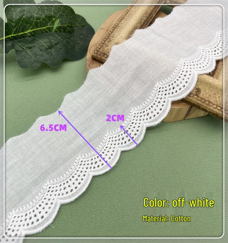 Exquisite Lace Trim: 13CM Wide Pure Cotton Fabric Edge with Embroidery for DIY Accessories