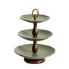 Green Double-layer Fruit Plate Ceramic Tray Snack Storage Box Double-layer Tray Desktop Container Kitchen Organizer Trays