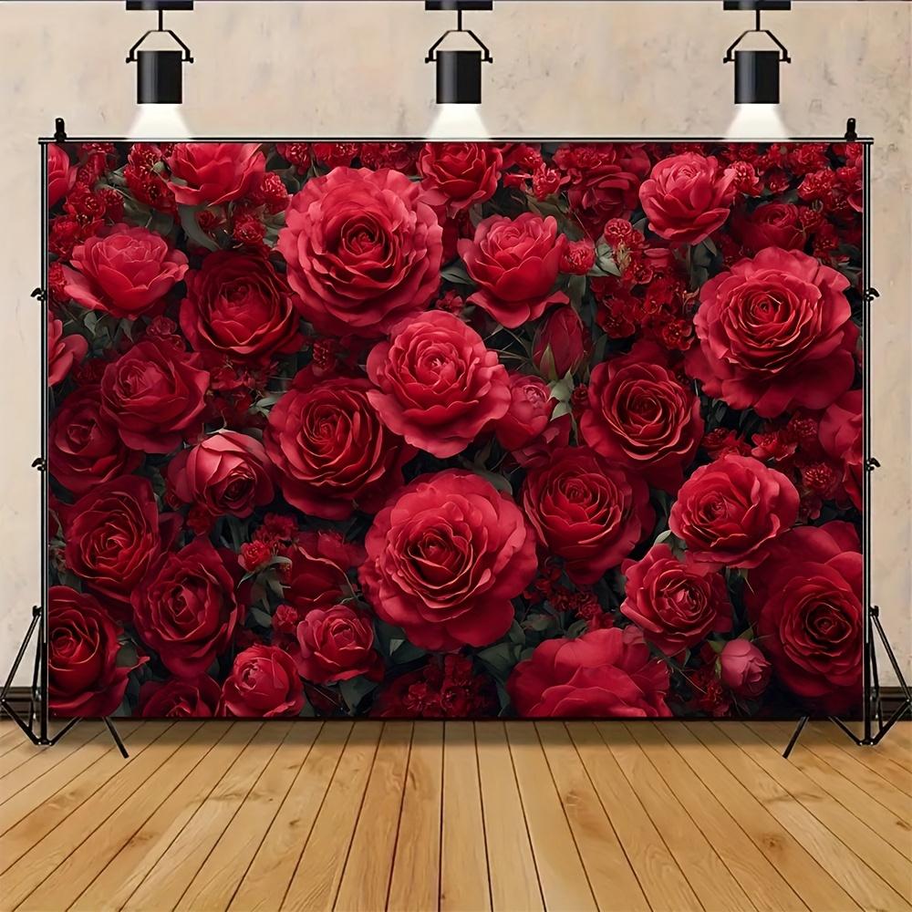 2D Flat Surface Bright Rose-themed Background Fabric Suitable for Wedding Party Event Decoration Polyester Fiber