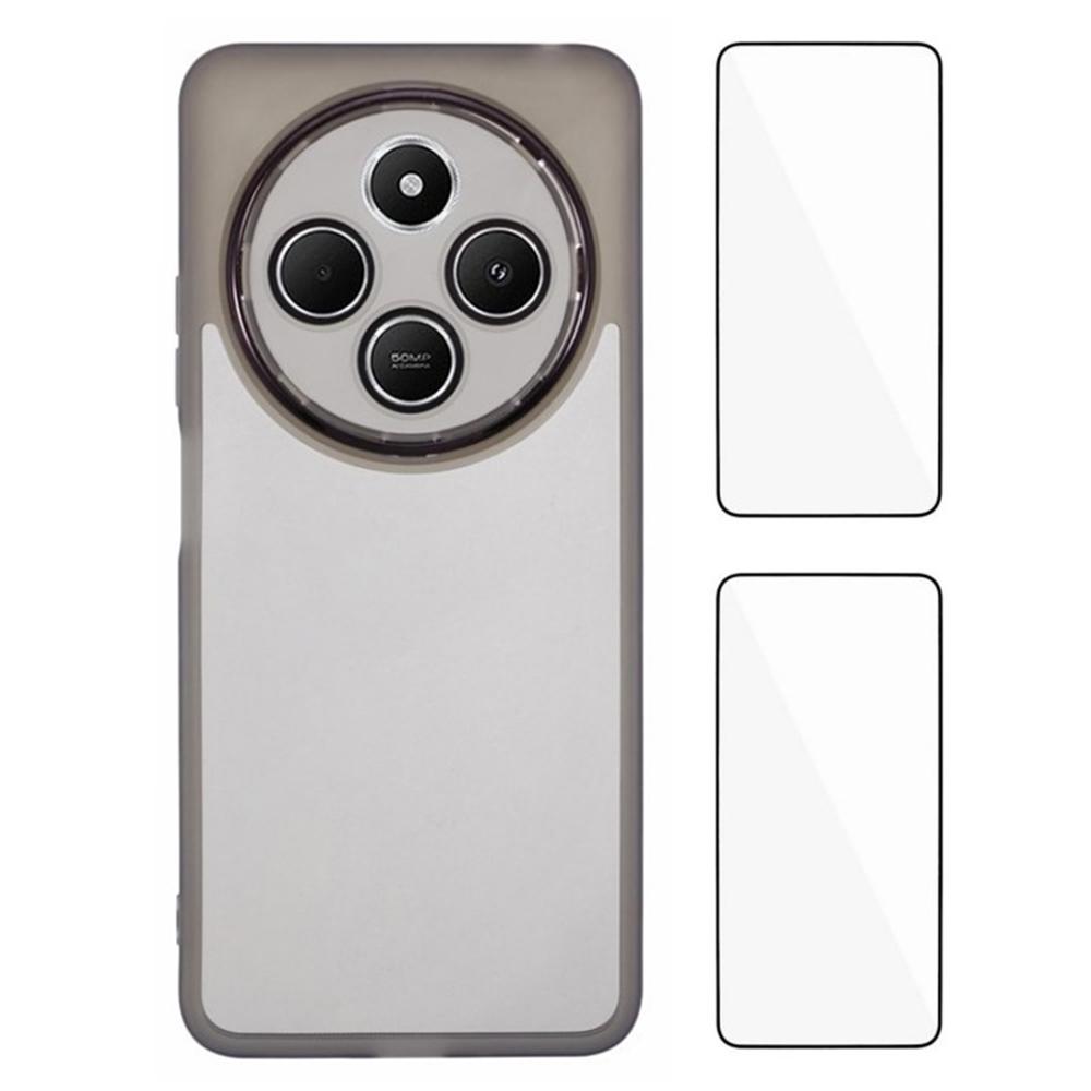 

Прозорий чохол серії WANLONFENG DKSM2 для Xiaomi Redmi 14C 4G/14R 5G/Poco C75 4G, чохол для телефону з ТПУ з 2 шт. захисної плівки Transparent Black