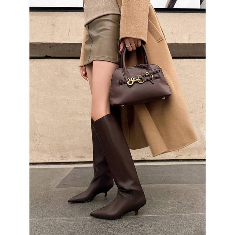 

Осень новые рыцарские сапоги французские ретро острый носок каблук «кошачий глаз» кожаные широкое голенище тонкие сапоги серые сапоги-чулки до колена 39