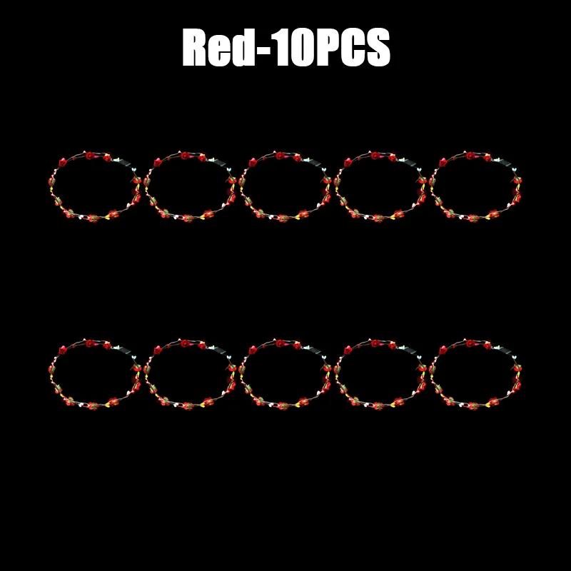 10/60Pcs Light Up Flower Headband LED Flower Hair Crown Glowing Floral Wreath Crowns Birthday Wedding Christmas Decoration 2024