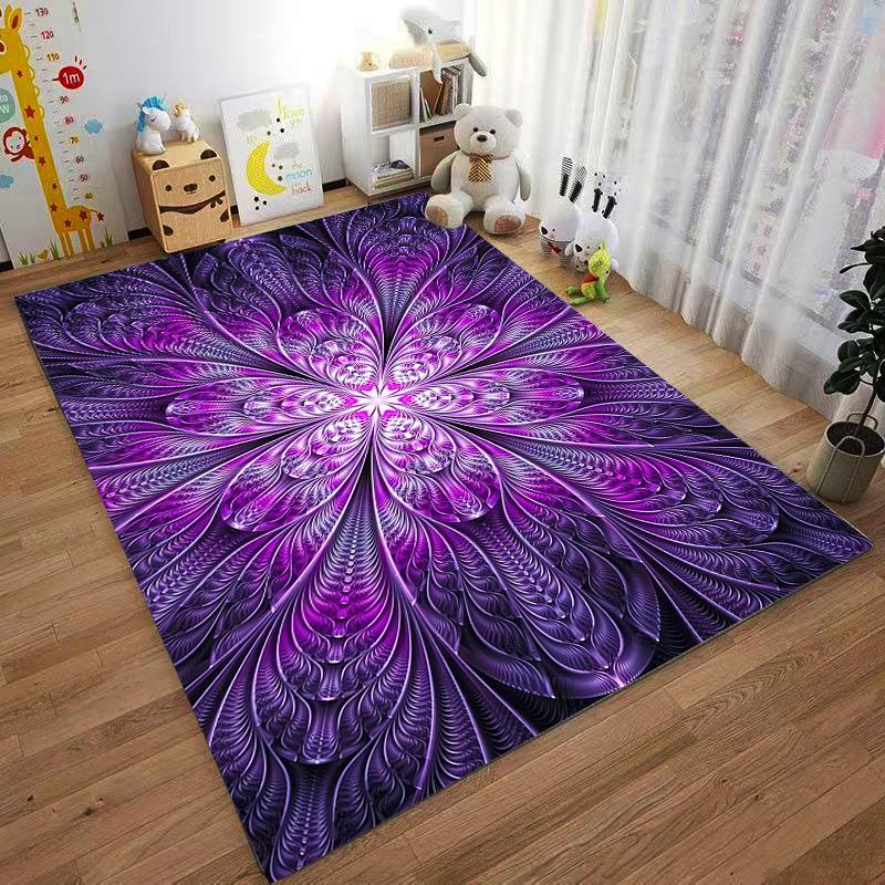 "Purple Mandala Floral Carpet with Abstract Ornamental Pattern Design" Suitable for Use As an Anti-slip for Living Room Bedroom Sofas
