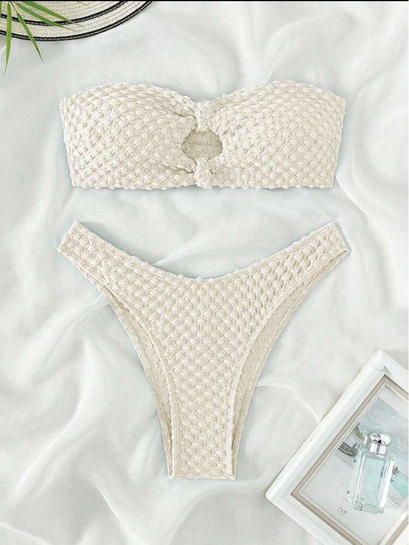 

2024 Европейский и Американский Сексуальный Купальник Бикини – Эксклюзивный Дизайн для Женщин Large грязно-белый