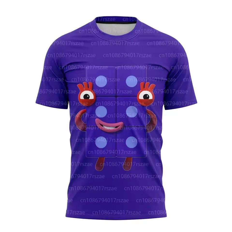 Cartoon Funny Number Block 3D Print T-shirt Summer Cute Couple Short Sleeve Tees Boys Girls Oversized Clothes