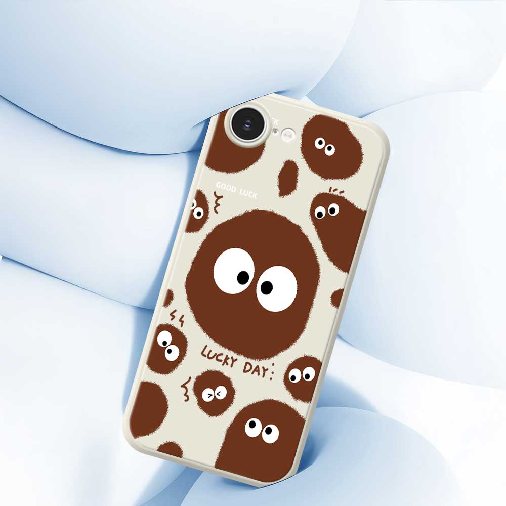 For iPhone 16e Case Funny Big Eyes Doll Pattern Printing Straight Edge TPU Phone Back Cover